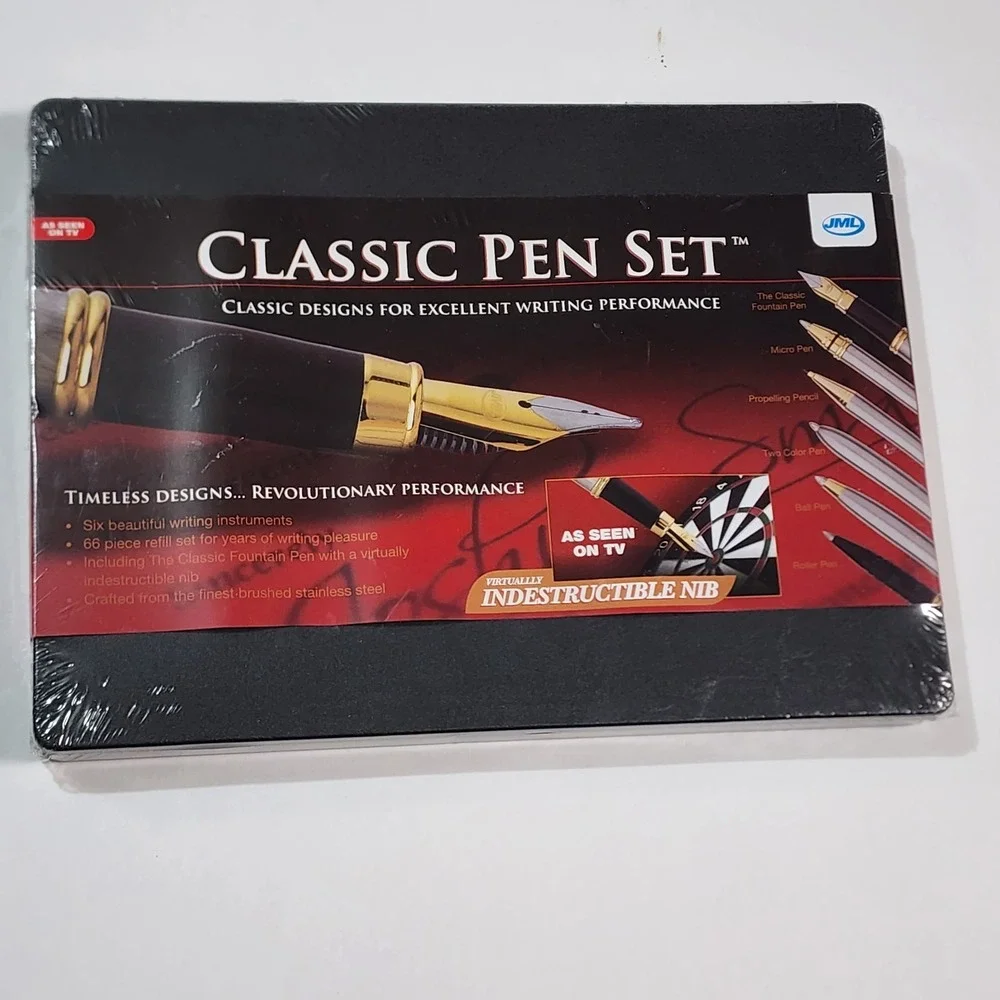 JML‎ Classic Pen Set Fountain Ball Propelling Micro 6 Pens 66 Piece Refill Case